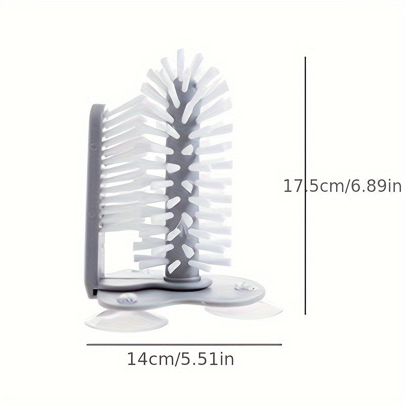 Cup Cleaning Brush with Suction Cup Design, Manual Glass and Compatible Bottle Scrubber in Grey, 2-in-1 or Upgraded Options for Kitchen Sink Care