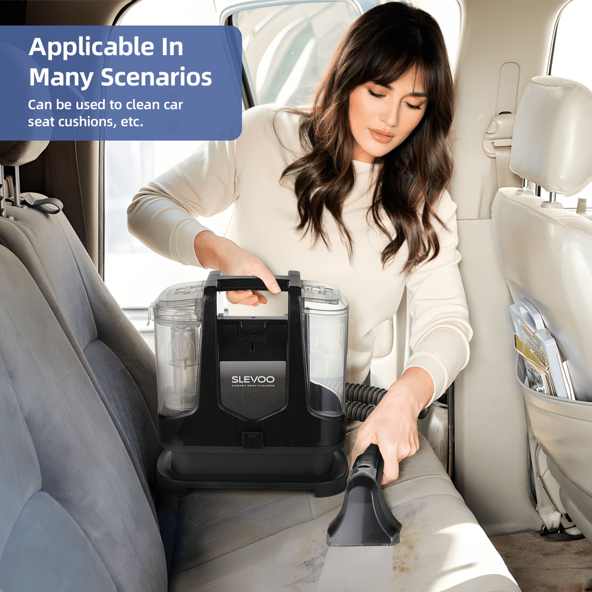 Compact Carpet Cleaner Machine with 400W Motor, 12kPa Suction and Dual Tanks, Portable Upholstery Spot Cleaner for Pet Messes, Stairs and Car Seats