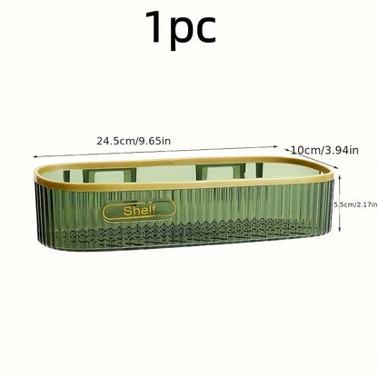 Acrylic Bathroom Shelf, Single Wall-Mounted Floating Organizer for Toiletries Near the Sink or Toilet, Green-ty and Amber-ty Color Options