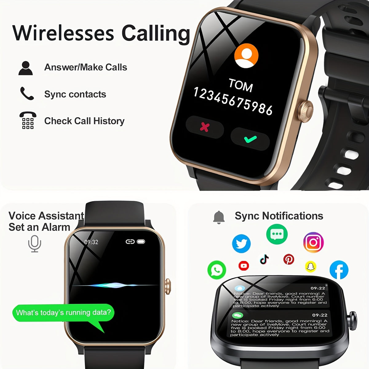 1.9-inch AMOLED Screen Smart Watch, 7-day Battery Life+IP68, Wireless Calling, Information+call Reminder, Monitoring, Step Counting Calorie Calculation Sports Watch, Aluminum Alloy Ultra Light Body