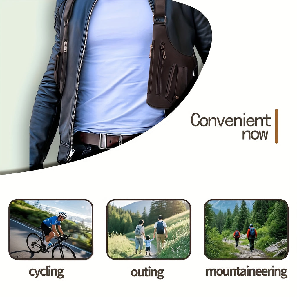 Men's Underarm Strap Bag in Black with Retro Styling for Everyday Phone Carry, Outdoor Walks, Cycling and Hiking Gift Ideas for Boyfriend or Father