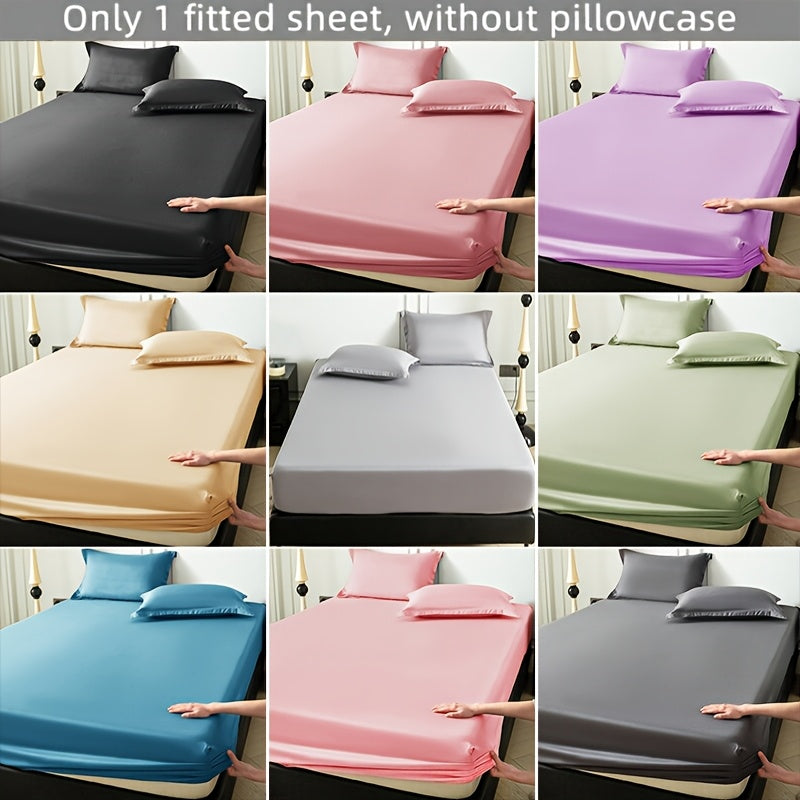 Polyester Brushed Fitted Sheet, Single Solid-Color Mattress Sheet with Eighteen Size Labels Including Short Queen and Eleven Colors, Pillowcases Not Included