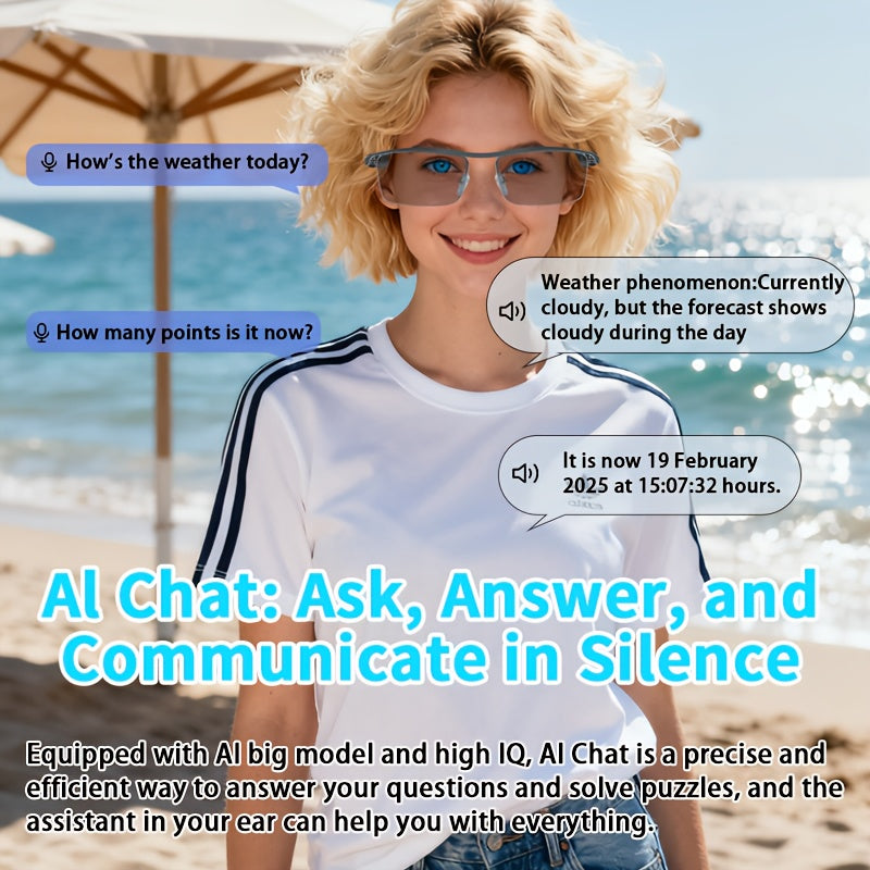 AI Audio Translation Glasses with Listed Microphone, Speaker, Music and Call Features, Full-Frame and Semi-Frame Style Options for Adult Travel and Office Conversations