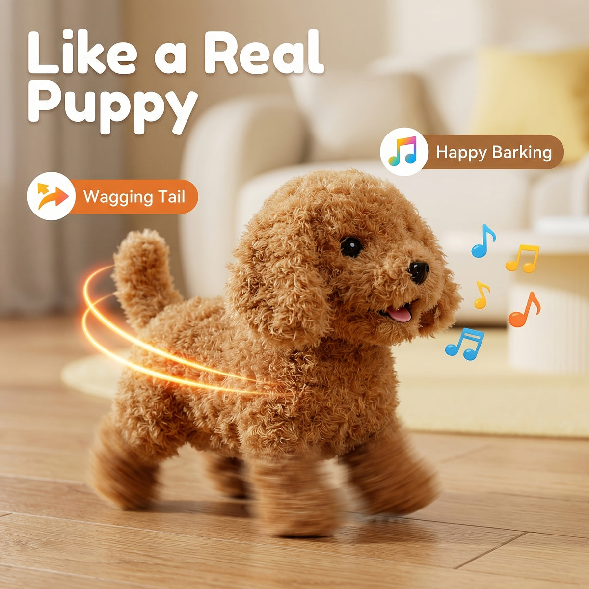 Electronic Walking Toy Dog Set, 3-Piece Interactive Puppy Toys That Walk, Run, Bark and Wag Their Tails for Children's Pretend Pet Play