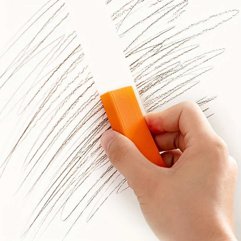Rubber Cleaning Erasers in Orange, Two-Piece Manual Scrubbing Tool Pack for Compatible Kitchen Pots, Bathroom Glass and Household Stain and Rust Cleaning