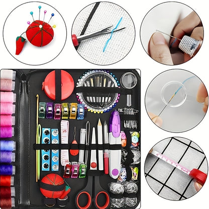 269-Piece Sewing Kit with Black Storage Case, Portable Thread, Needles, Scissors, Tape Measure and Pins for Adult Beginners, Travel and Home Mending