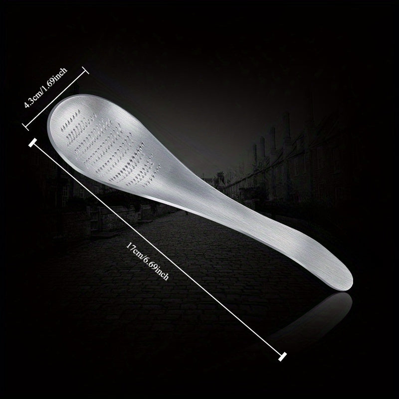 Ginger Grater Spoon, One-Piece Stainless Steel Manual Garlic Masher and Ginger Preparation Tool for Homemade Sauces, Dressings and Everyday Cooking