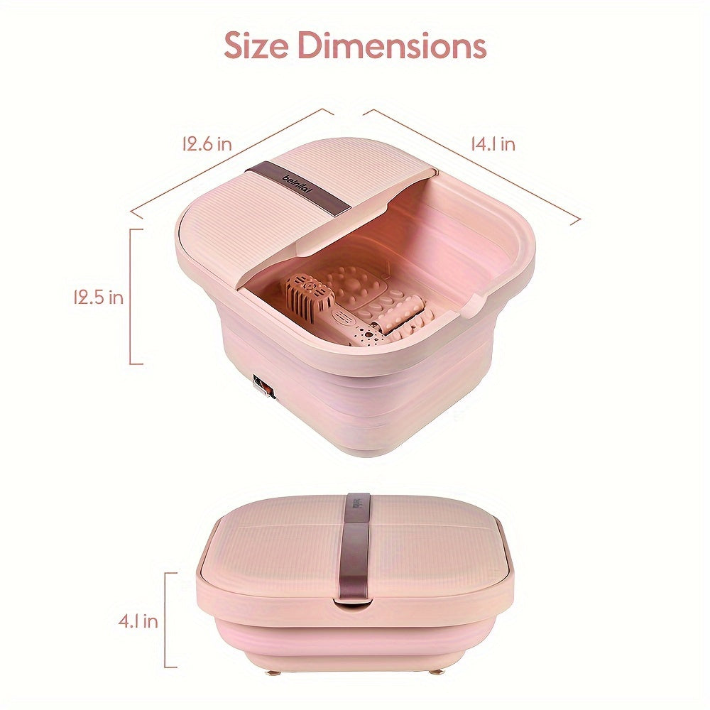 Collapsible Foot Spa with Listed Heating and Bubble Massage Features, Blue Automatic or Pink Basic Model Options for Adult Home Foot Care and Gift Planning