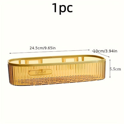 Acrylic Bathroom Shelf, Single Wall-Mounted Floating Organizer for Toiletries Near the Sink or Toilet, Green-ty and Amber-ty Color Options