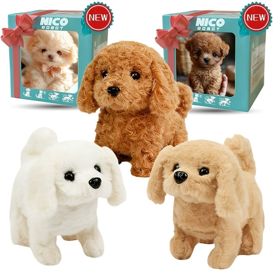 Electronic Walking Toy Dog Set, 3-Piece Interactive Puppy Toys That Walk, Run, Bark and Wag Their Tails for Children's Pretend Pet Play