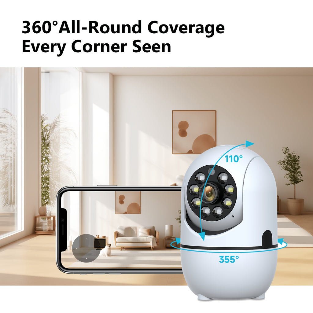 Indoor Security Camera 2 Pack, Baby & Pet Monitor with 355° Pan Tilt, Full-Color Night Vision, Motion Detection, 2-Way Talk, Dual WiFi 2.4G/5G, Cloud & SD Storage, Alexa Smart Home Cameras