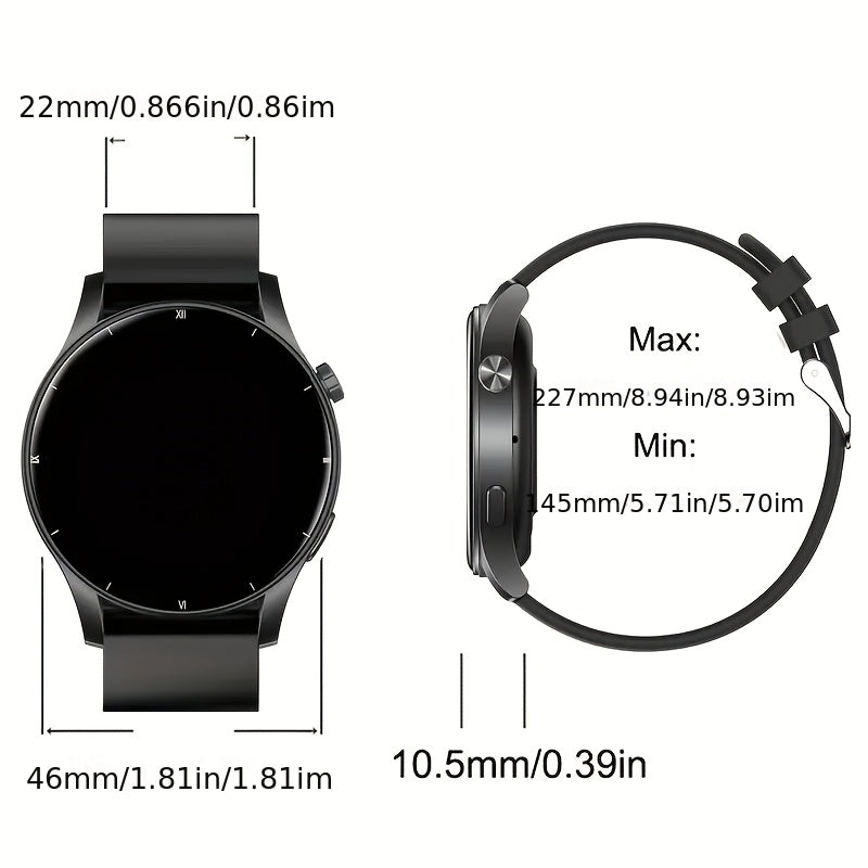 Round Screen Fitness Tracker Watch with Step Counter and Music Control, Listed Running, Cycling and Walking Modes in Black or Gray Everyday Watch Options
