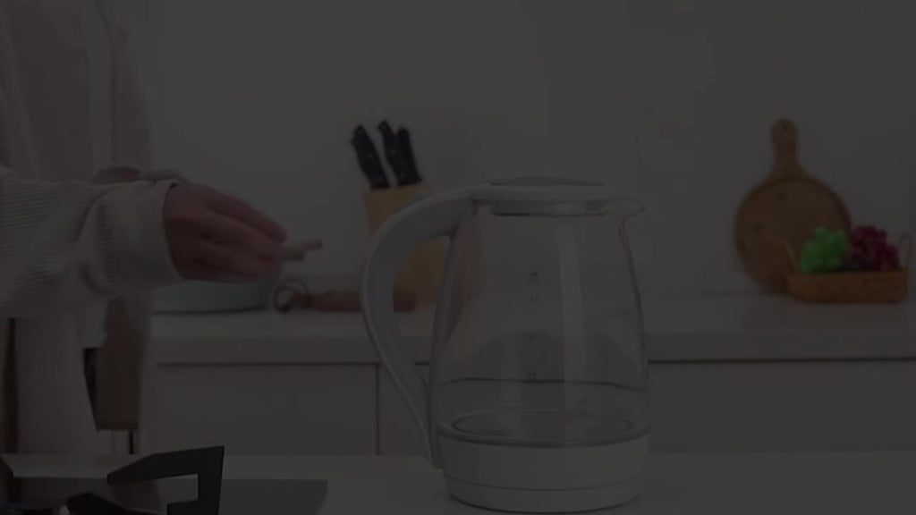 Blue LED Glass Electric Kettle with Listed 1.7L Capacity and 1200W Heating, Angled Pouring Spout, Auto-Shutoff and Boil-Dry Protection for Tea and Hot Water