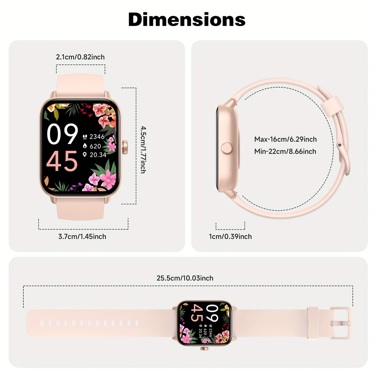 Sports Tracking Smartwatch by FAWEIO for Men and Women, 1.8-Inch Display with Call Answering and Making, 100+ Sports Modes and Pedometer for iPhone and Android