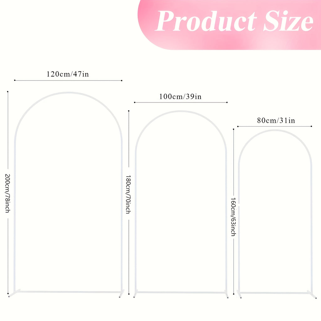 Wedding Backdrop Arch Frame with Metal Stand Options, Gold or White Two- and Three-Piece Selections plus Square Arch and Sign Display Styles for Party Decor