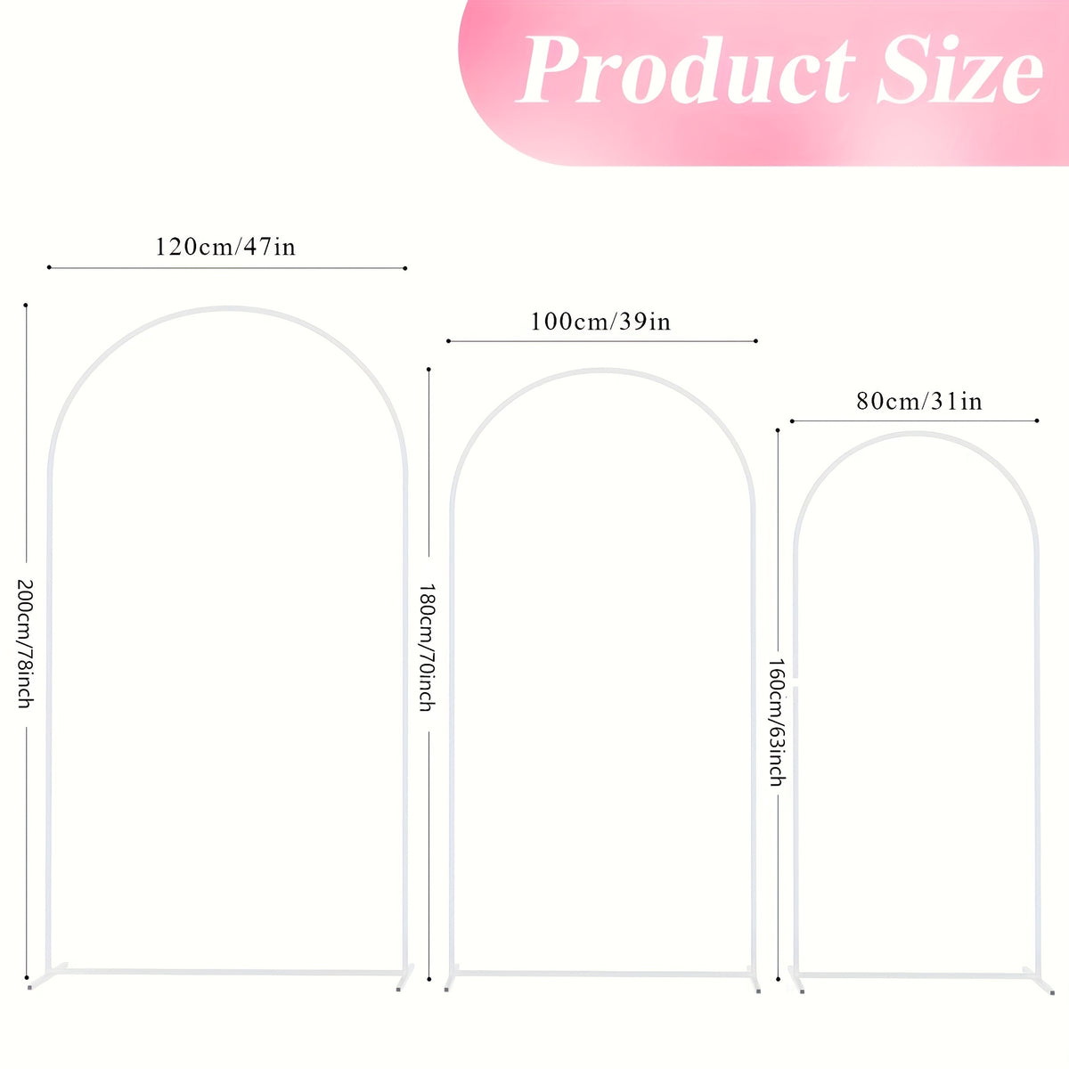 Wedding Backdrop Arch Frame with Metal Stand Options, Gold or White Two- and Three-Piece Selections plus Square Arch and Sign Display Styles for Party Decor
