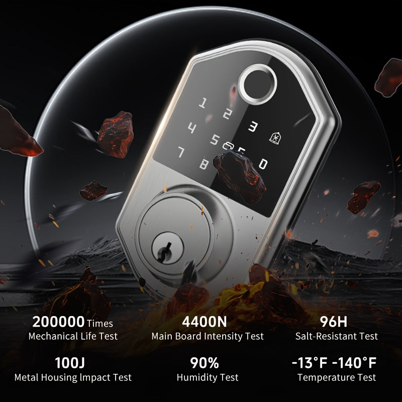 Fingerprint Keypad Door Lock with Automatic Locking and Anti-Peeping Password Feature, Black or Silvery Smart Entry Lock in With Card or Cardless Versions