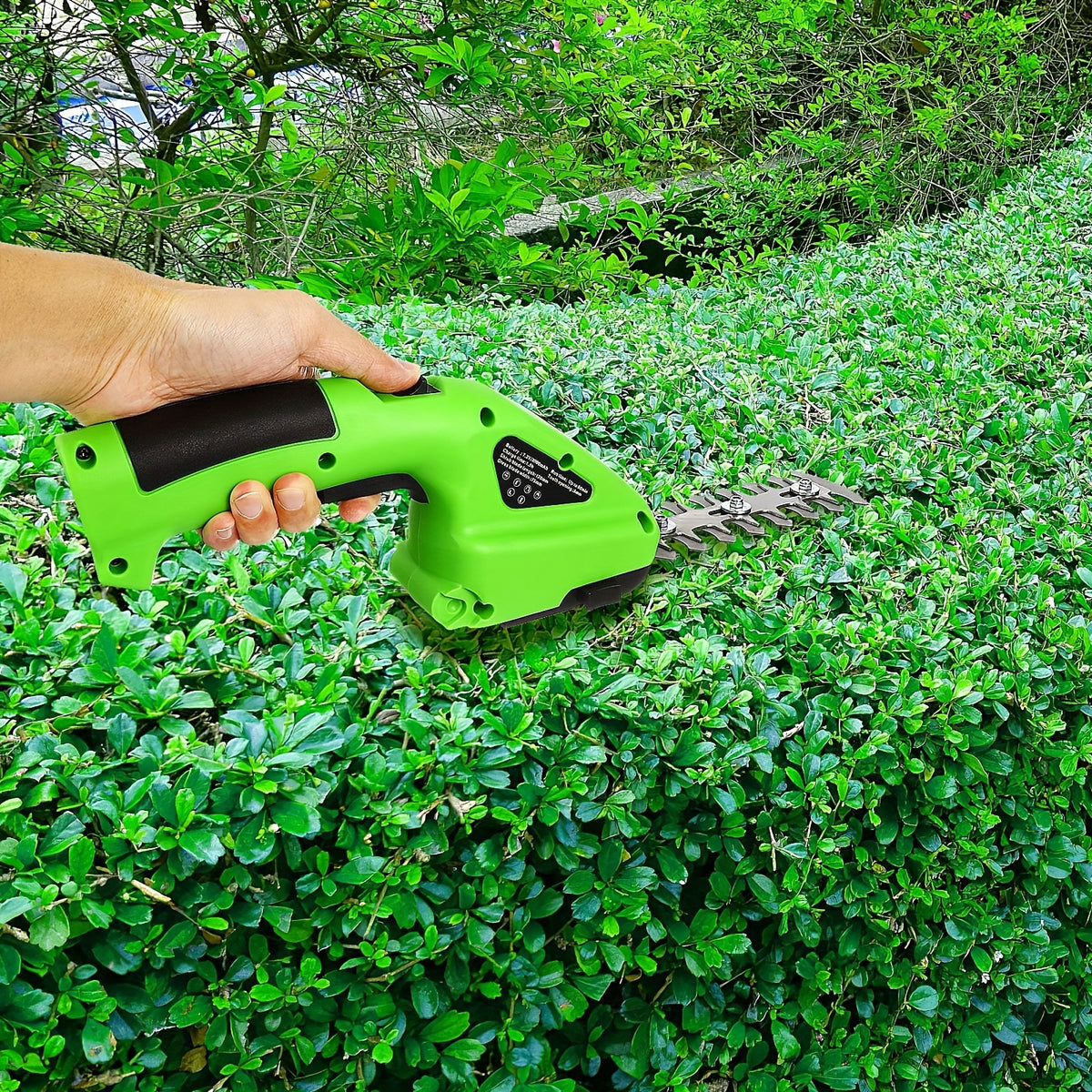 Electric Handheld Grass Shear in Green with USB-C Rechargeable Battery Operation, Listed 2-in-1 Grass and Hedge Trimming Functions for Lawn and Garden Maintenance