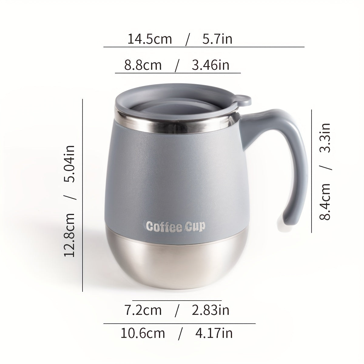Stainless Steel Coffee Mug with Lid, 16.91oz Double-Layer Reusable Drinking Cup in Blue, Red or Khaki for Everyday Home Coffee Breaks and Campsite Beverages