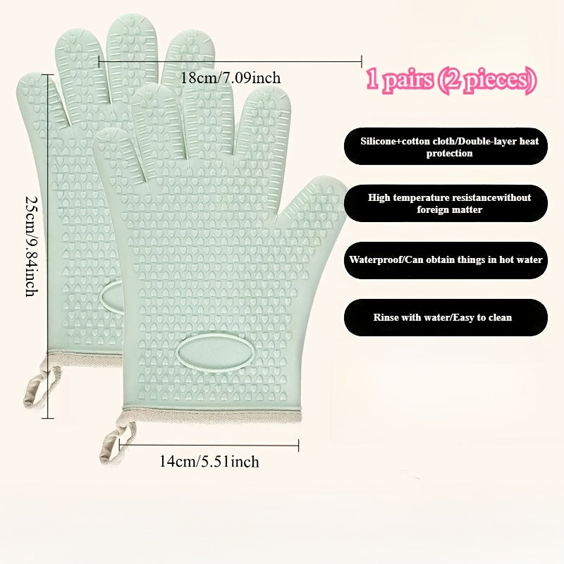 Silicone Oven Gloves Pair, Two-Piece Kitchen Hand Protection with Listed Heat Resistance, Non-Slip Design and Hanging Storage for Cooking, Baking and BBQ Tasks