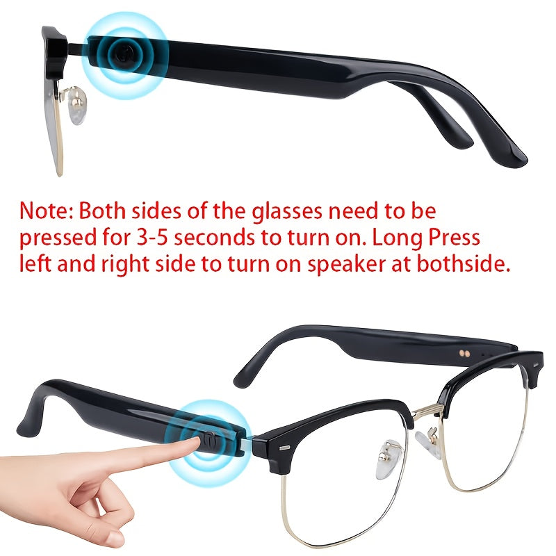 AI Translation Audio Glasses with Listed 130+ Language Support, Built-In Microphone and Speaker, Voice Calling and Color-Changing Lens Wording in Three Frame Styles