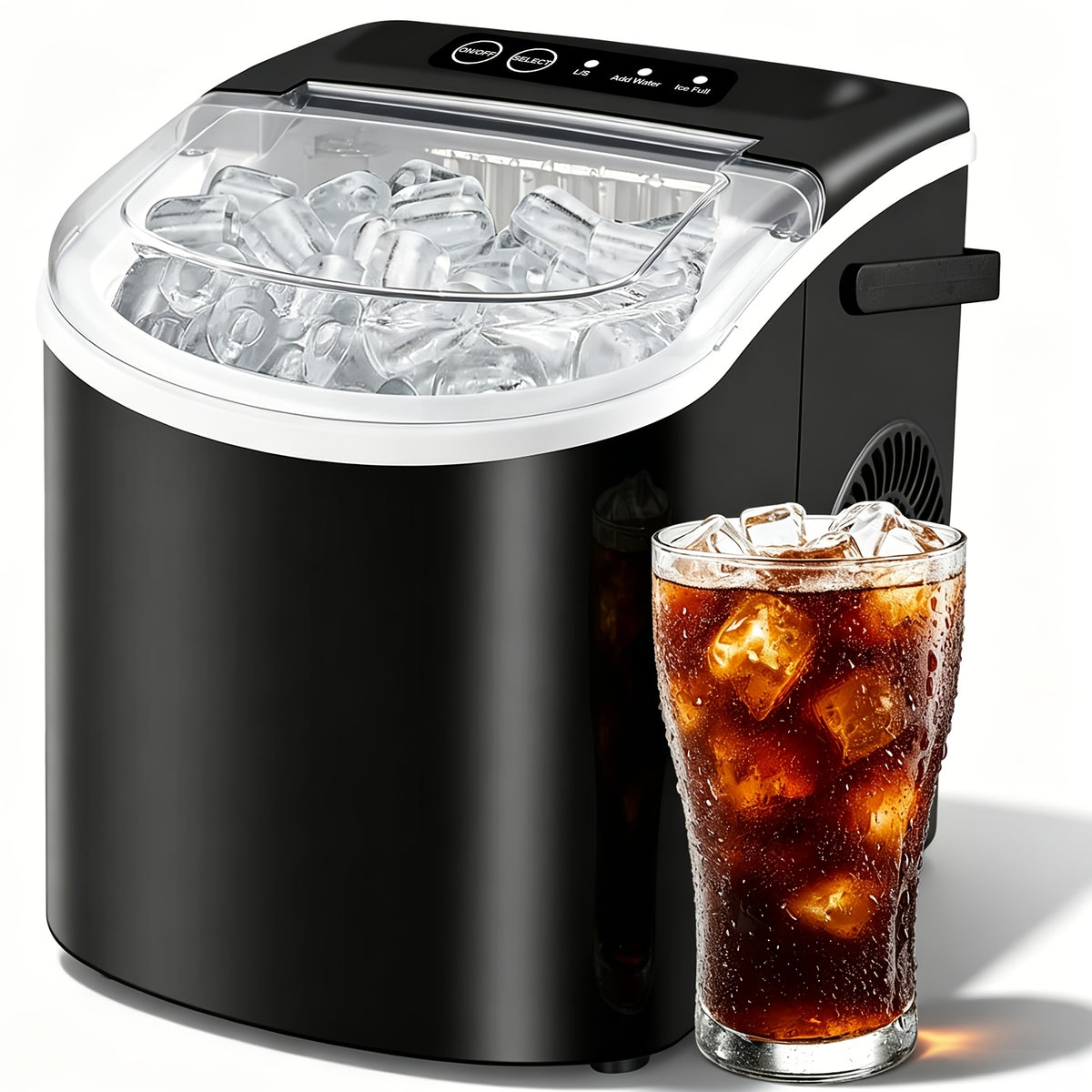 [Portable Ice Maker] Countertop Ice Maker With Handle, Produces 29 Pounds Of Ice In 24 Hours, Makes 9 Ice Cubes In 6 Minutes. Portable Ice Maker Comes With A Basket And Ice Scoop