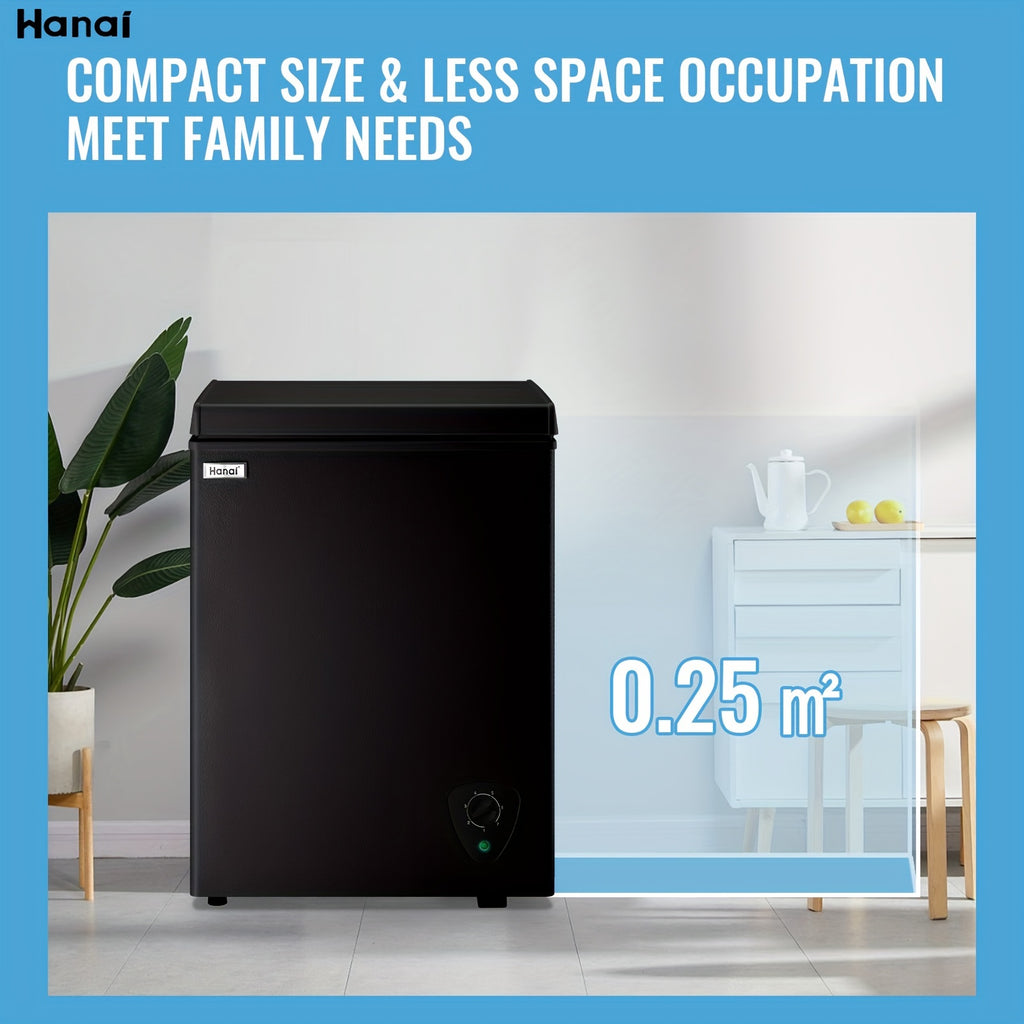 Small Deep Freezer 2.5/3.5/5.0 Cu Ft, Compact Chest Freezer with 7-Level Adjustable Temperature, Top Open Door and Removable Basket, Low Noise Freezer for Home Kitchen, Dorm and Apartment, Black