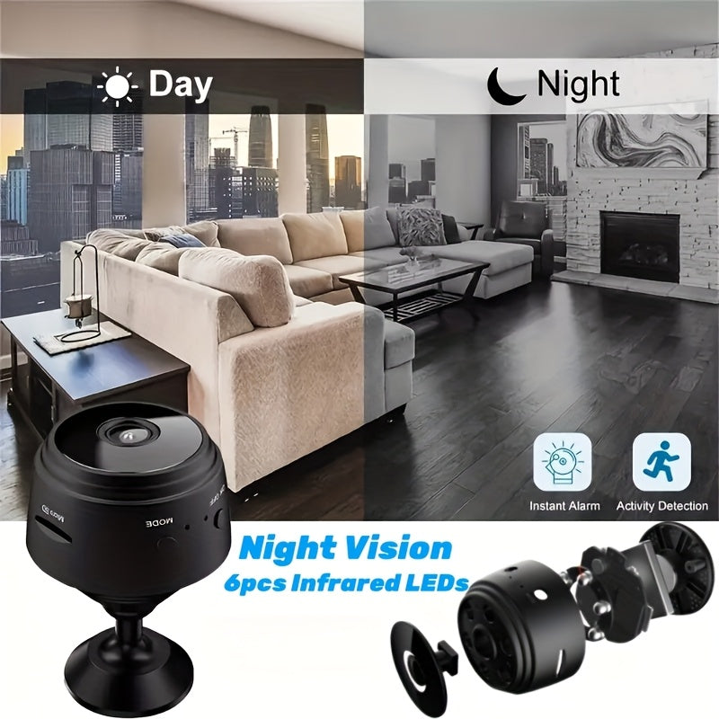 Mini WiFi Security Camera 4-Pack with Magnetic Mount, 2.4GHz Indoor Cameras with Night Vision, Motion Detection, App Remote Viewing and SD Recording Support