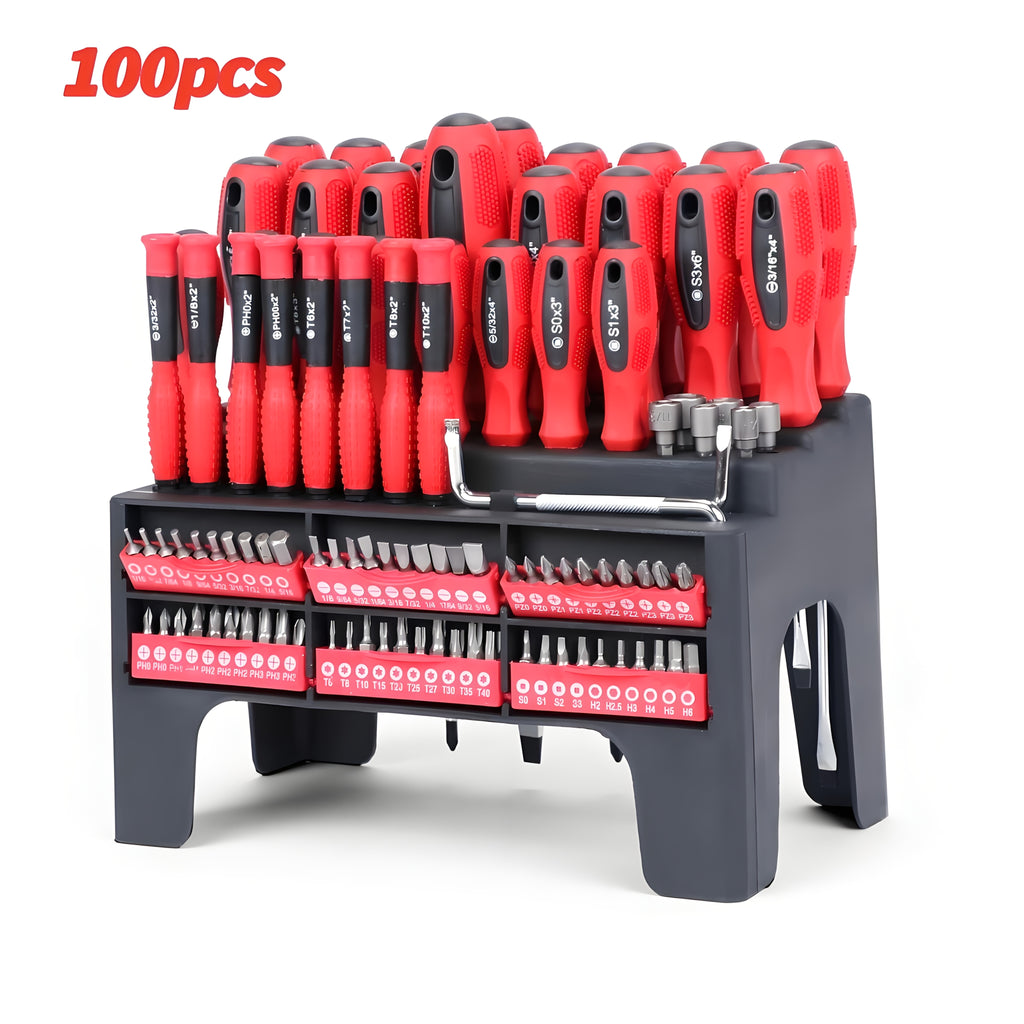 Magnetic Screwdriver Set with 100, 118 or 126-Piece Option Labels, Precision Drivers, Bits and Plastic Storage Wording for Home DIY and Electronics Projects