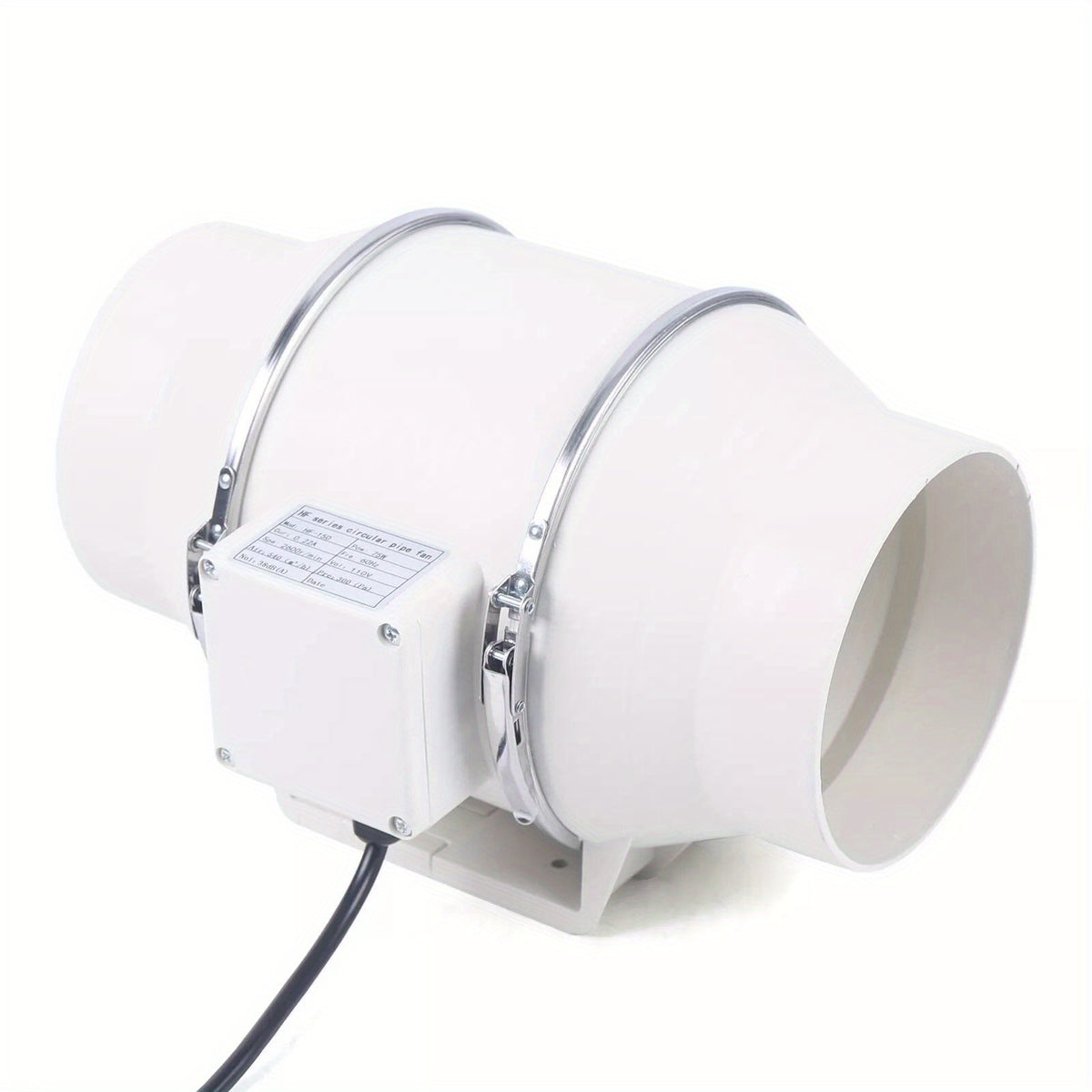 6 Inch Inline Duct Fan 540 CFM, Quiet 75W Ventilation Exhaust Blower for Grow Tents, Greenhouses, Bathrooms and HVAC Ducting, 110V 38dB Low Noise with Detachable Body for Easy Cleaning, White