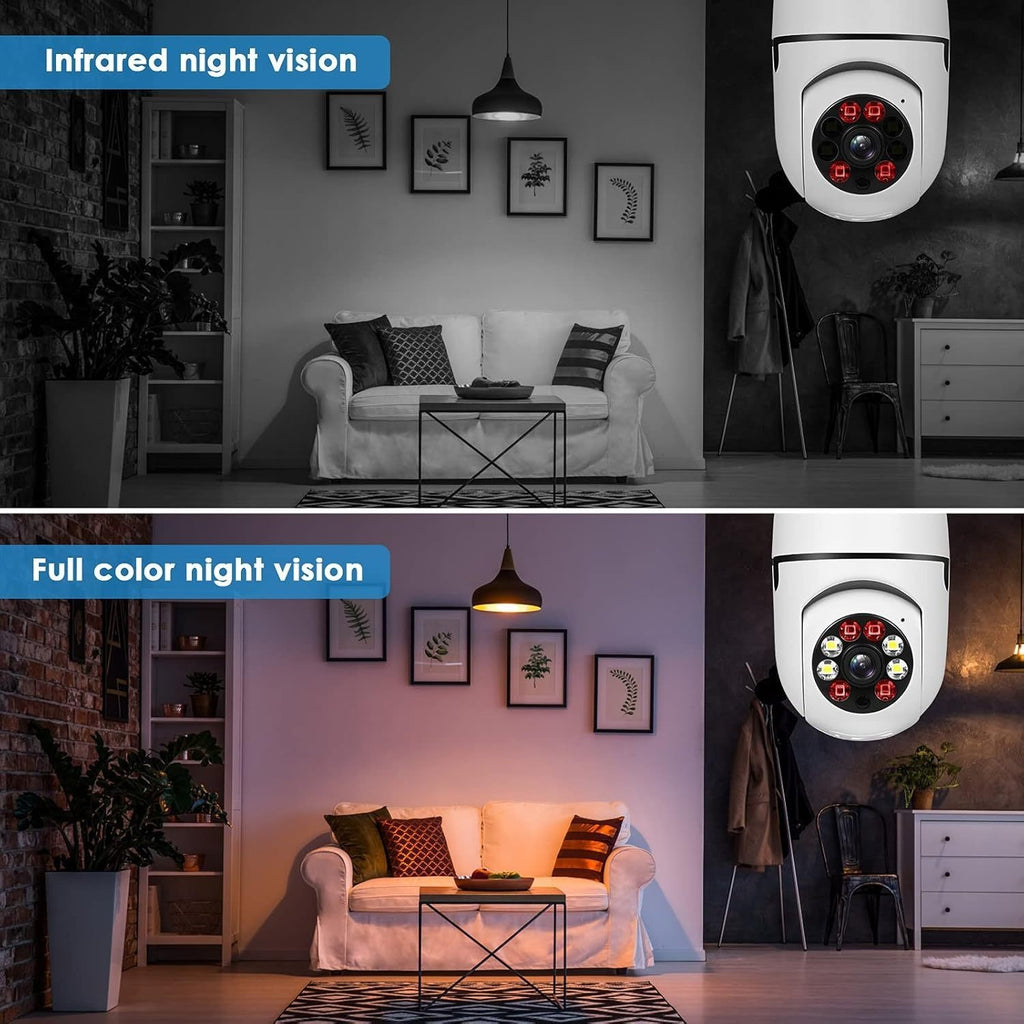 E27 Light Bulb Security Camera Set of 2, CL201 WiFi Cameras with Listed 4MP Video, Color Night Vision, Motion Detection and Two-Way Audio