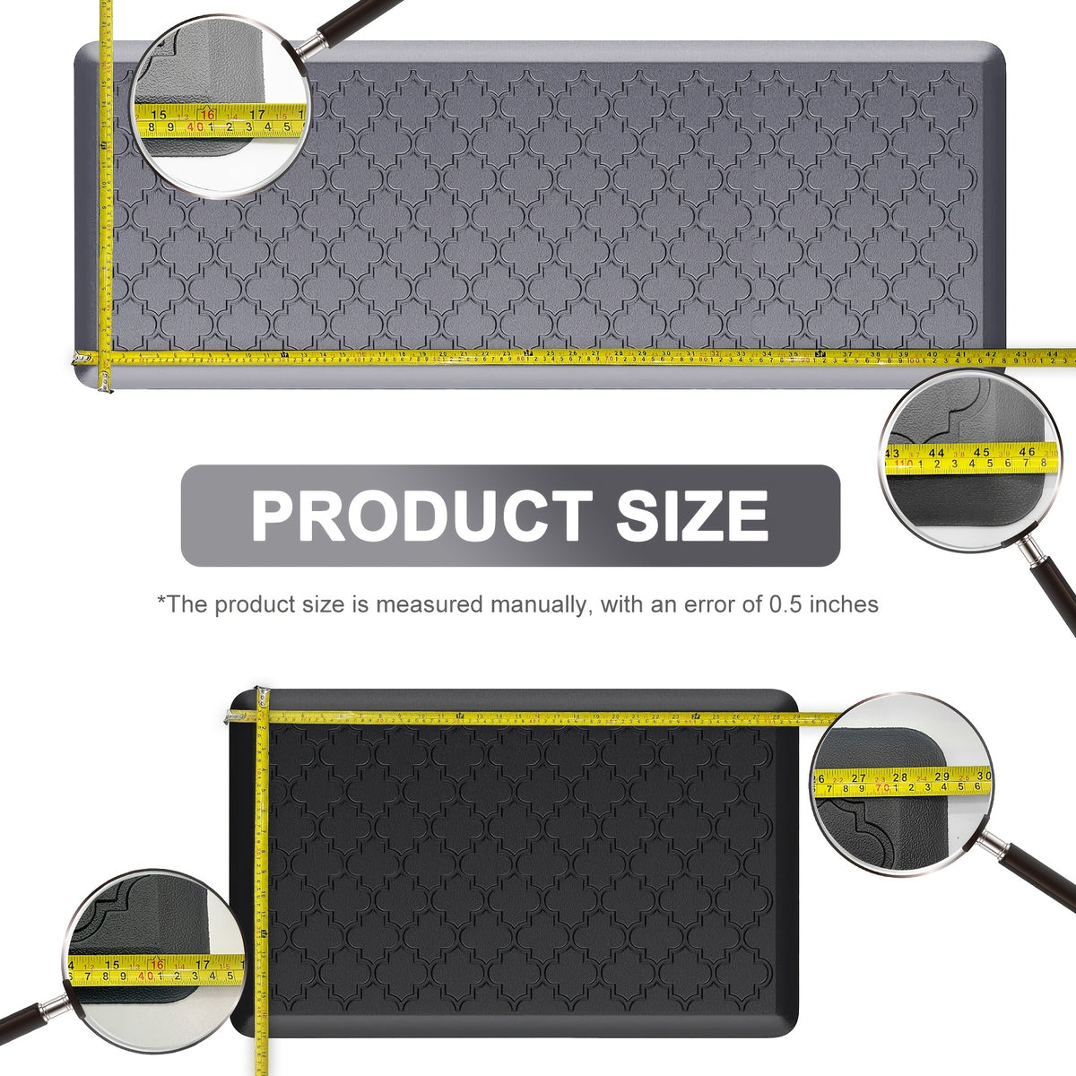 Cushioned Foam Floor Mat in Gray or Black, Single Standing Mat in 17.3 x 29.5 or 17.3 x 47 Inches for Kitchen Sink, Laundry and Home Office Areas