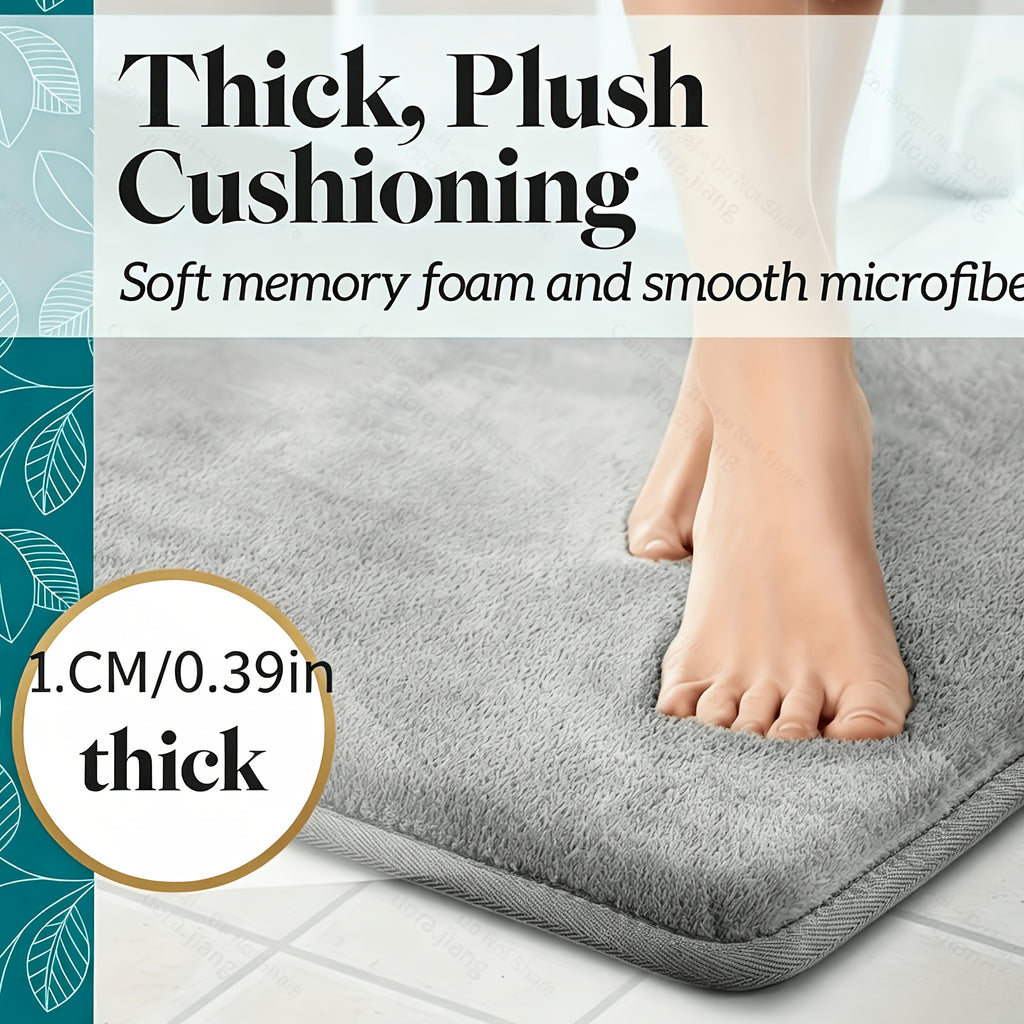 Cushioned Memory Foam Bath Mat with Four Size Options and Seven Color Labels, Single Indoor Floor Rug for Bathroom, Kitchen Sink, Laundry and Bedroom Spaces