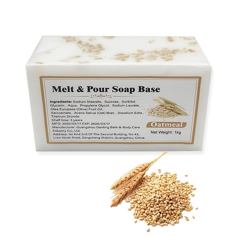 Oat Soap Base Melt and Pour 2.2 Pounds with Listed Glycerin and Olive Oil, Easy-to-Cut Crafting Supply for DIY Handmade Soap Projects and Creative Gift Making