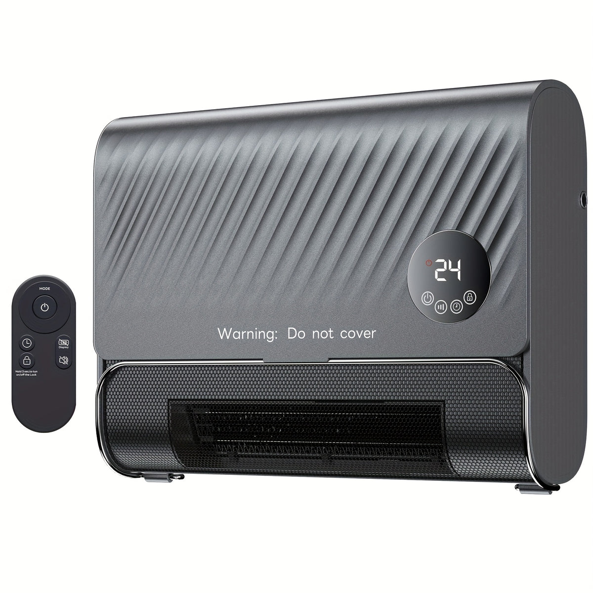 Remote-Control Wall Heater with Listed 1500W Heating, Three Fan Speeds and Overheat Protection, White or Gray Panel Design for Supplemental Indoor Warmth