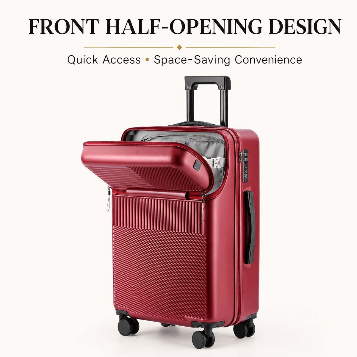 20-Inch Wheeled Suitcase with Listed Combination Lock, Single Travel Luggage Case in Red, White, Green, Grey or Black-1 for Weekend Getaways and Work Trips