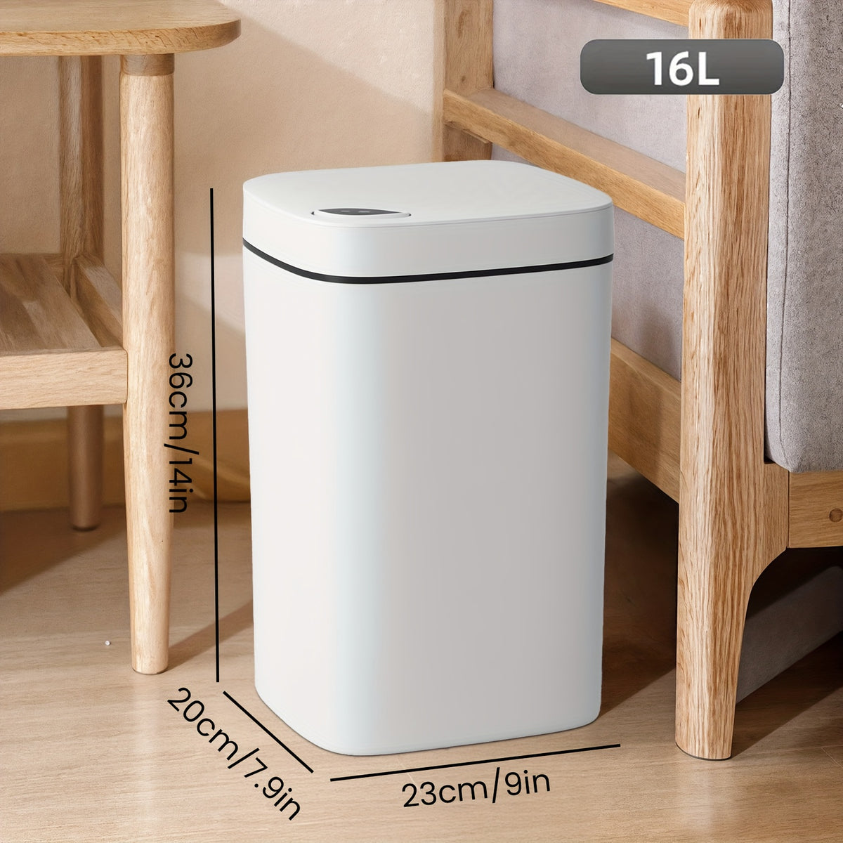 Touchless Plastic Trash Can with Motion Sensor Lid, 3.17 or 4.23-Gallon Capacity Options and Selected Bag Rings or Holders for Kitchen, Bathroom and Office