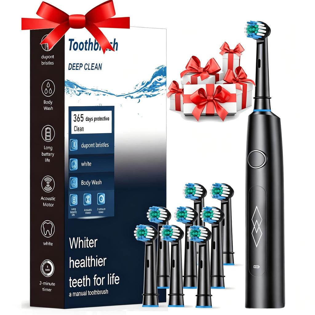 3D Sonic Electric Toothbrush for Adults, Type-C Rechargeable Automatic Tooth Cleaner with 5 Cleaning Modes, Built-In 2-Minute Smart Timer and 4 or 8 Replacement Soft Brush Heads, Black, White and Pink