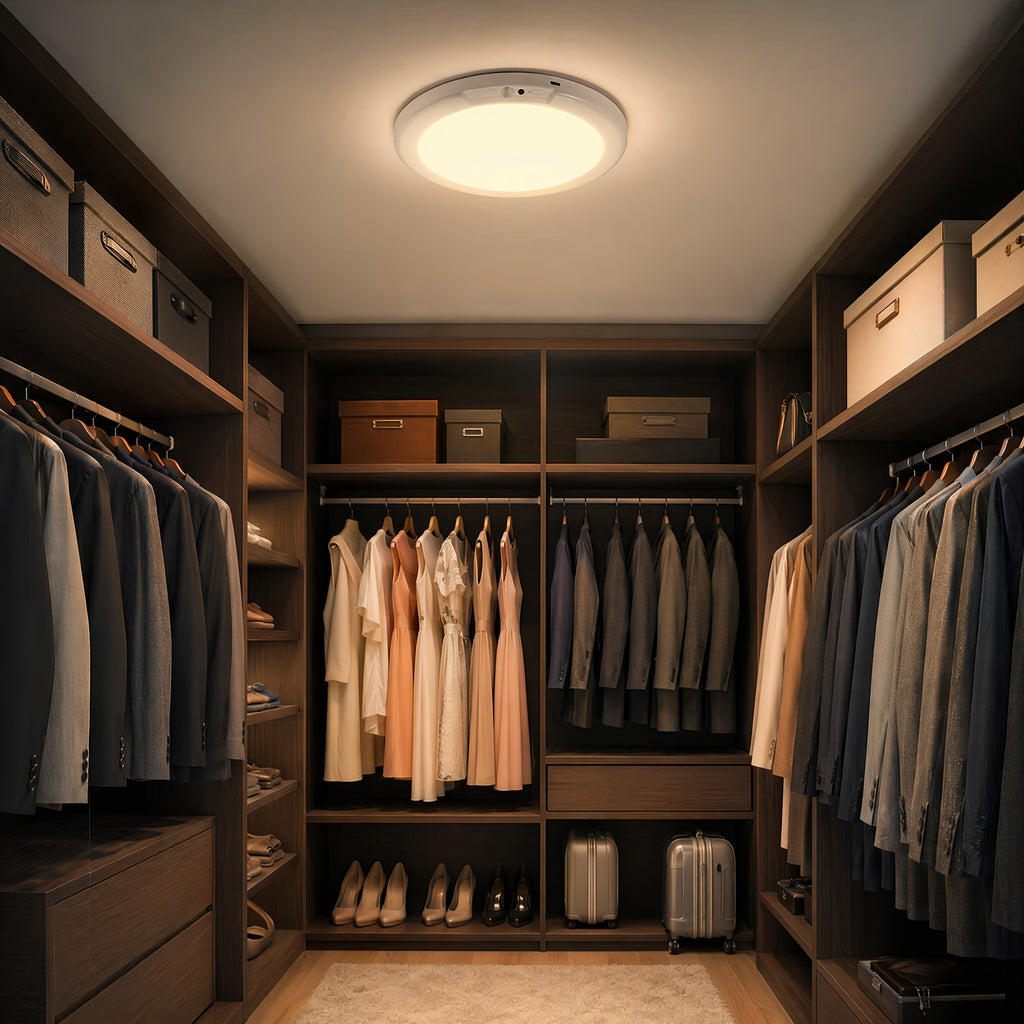 Magnetic Motion Sensor Ceiling Light, Rechargeable LED Lamp with Remote Control, Color-Changing and White Lighting for Closets and Indoor Home Decor
