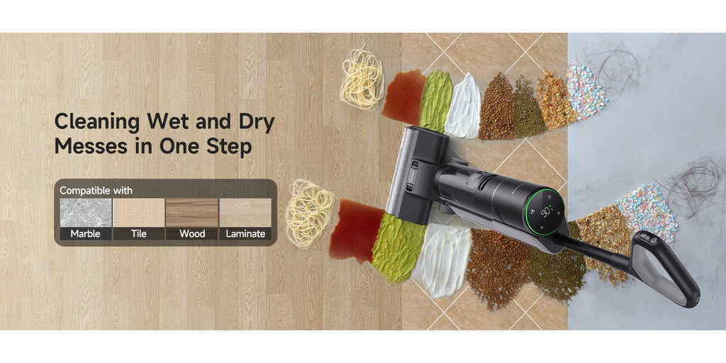 Dreame H12 Pro Wet Dry Vacuum Cleaner, Hard Floor Vacuum and Mop Combo with Smart Mess Detection and Anti-Tangle Brush, 35-Min Runtime and Hot Air Self-Cleaning, Refurbished, with 30.43oz Water Tank