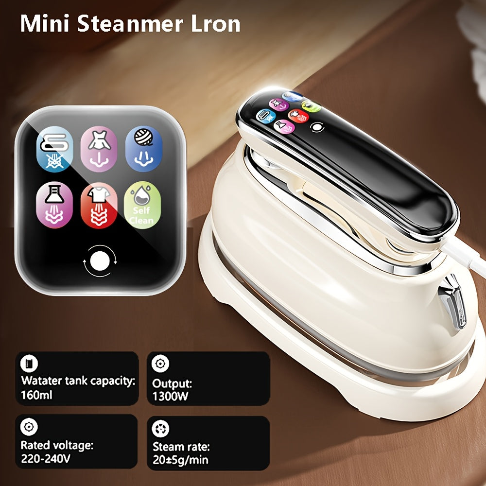 Beige Steam Iron with HD Display, Listed 5.41oz Water Tank, Self-Cleaning Function and 90-Degree Rotating Handle for Vertical and Horizontal Garment Care
