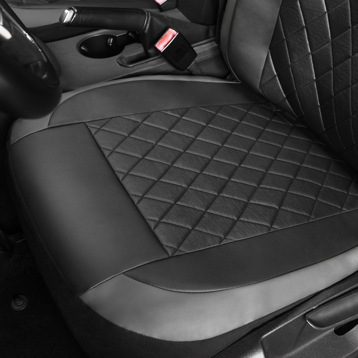 Faux Leather Car Seat Covers Full Set for Five Seats, Front Seat and Rear Bench Coverage with Split-Seat Compatibility and Multiple Color Options