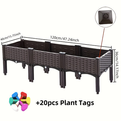 Raised Garden Bed with Legs by SKYNEST, Brown Plastic Planter with Listed Drainage System and One- to Four-Box Options for Outdoor Herbs and Vegetables