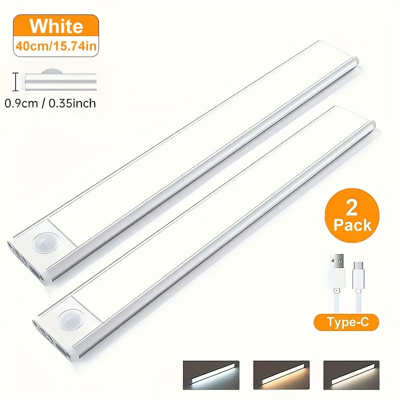 Motion Sensor Under Cabinet Lights with 3 Color Temperatures, USB-C Rechargeable Magnetic LED Bars in 20, 30 or 40cm and 1, 2 or 4-Pack Options