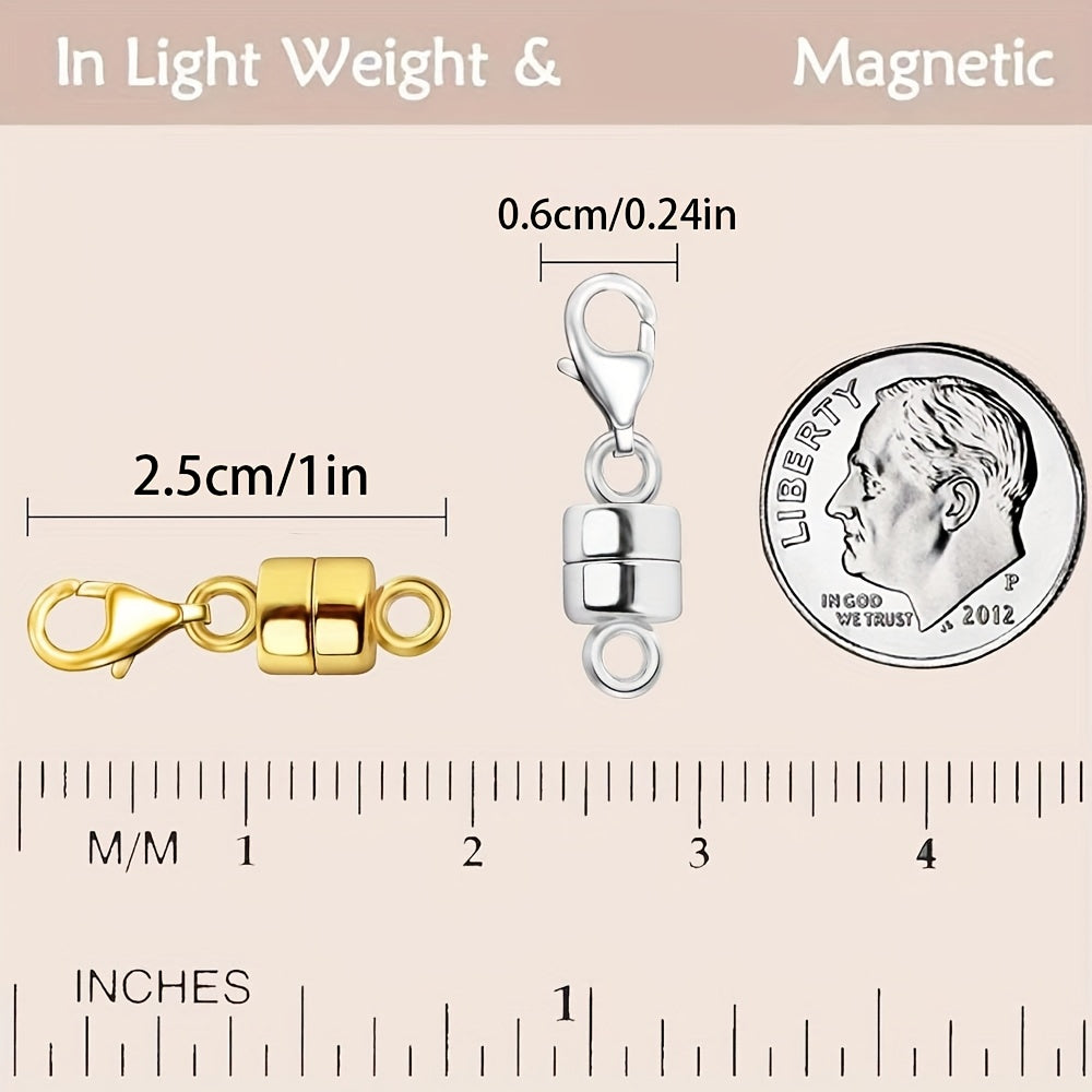 Magnetic Jewelry Clasp Converter Set, 18 Pieces in Golden and Silvery Colors with Lobster Clasps for Compatible Necklace and Bracelet Chains