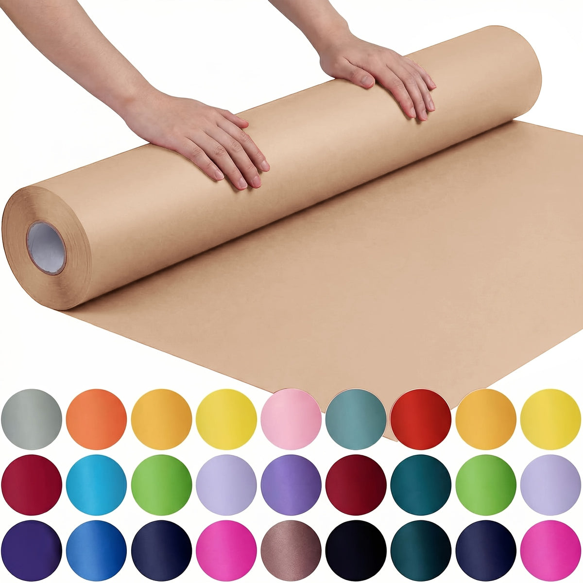 Kraft Paper Roll, 15 x 490 Inches, Multipurpose Wrapping and Bulletin Board Paper for Shipping, Gift Wrap, Arts, Crafts, Table Covering and Floor Protection