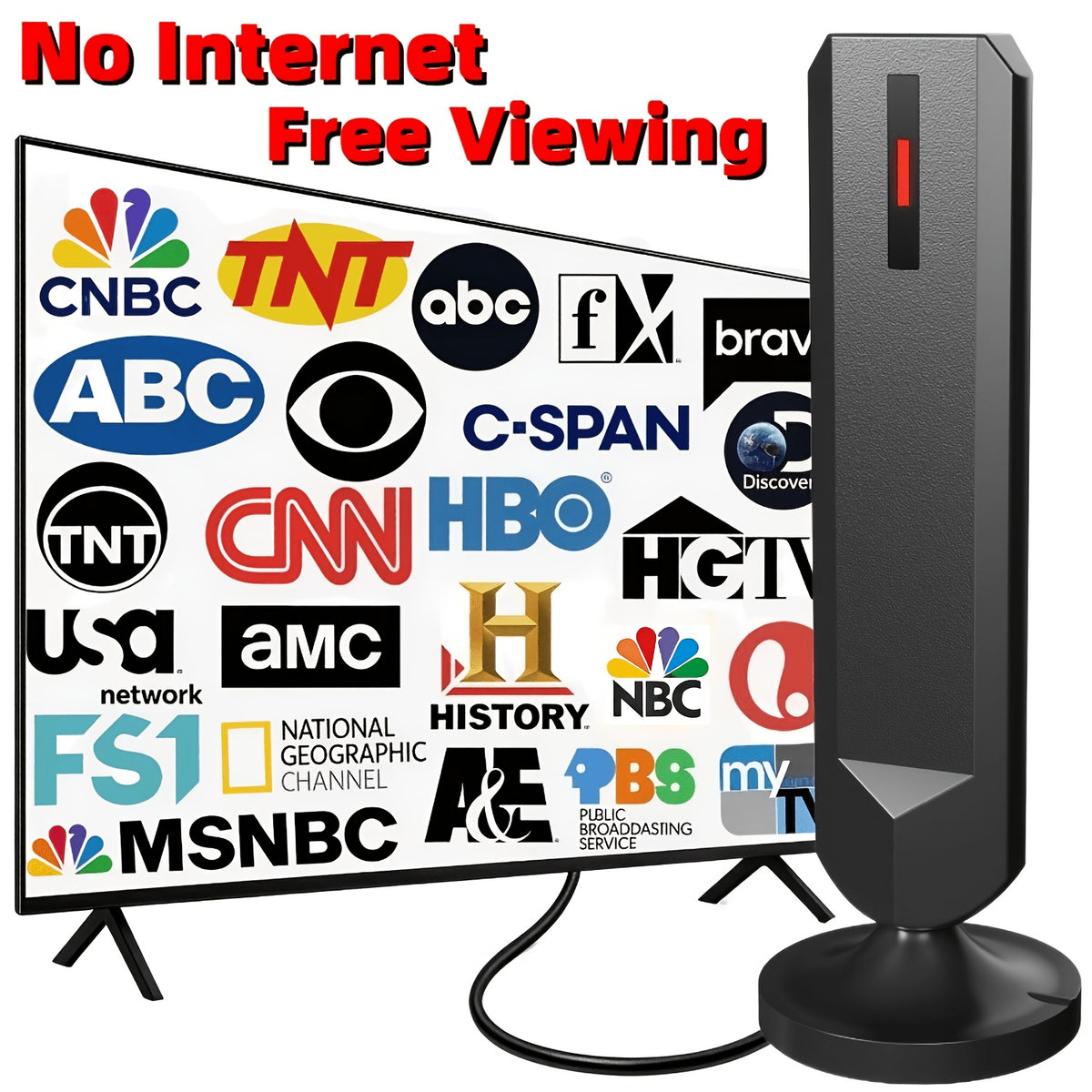 AI PRO Digital HDTV Antenna for Listed Indoor and Outdoor Use, 360-Degree Reception Wording for Compatible Television Setups and Local Broadcast Viewing