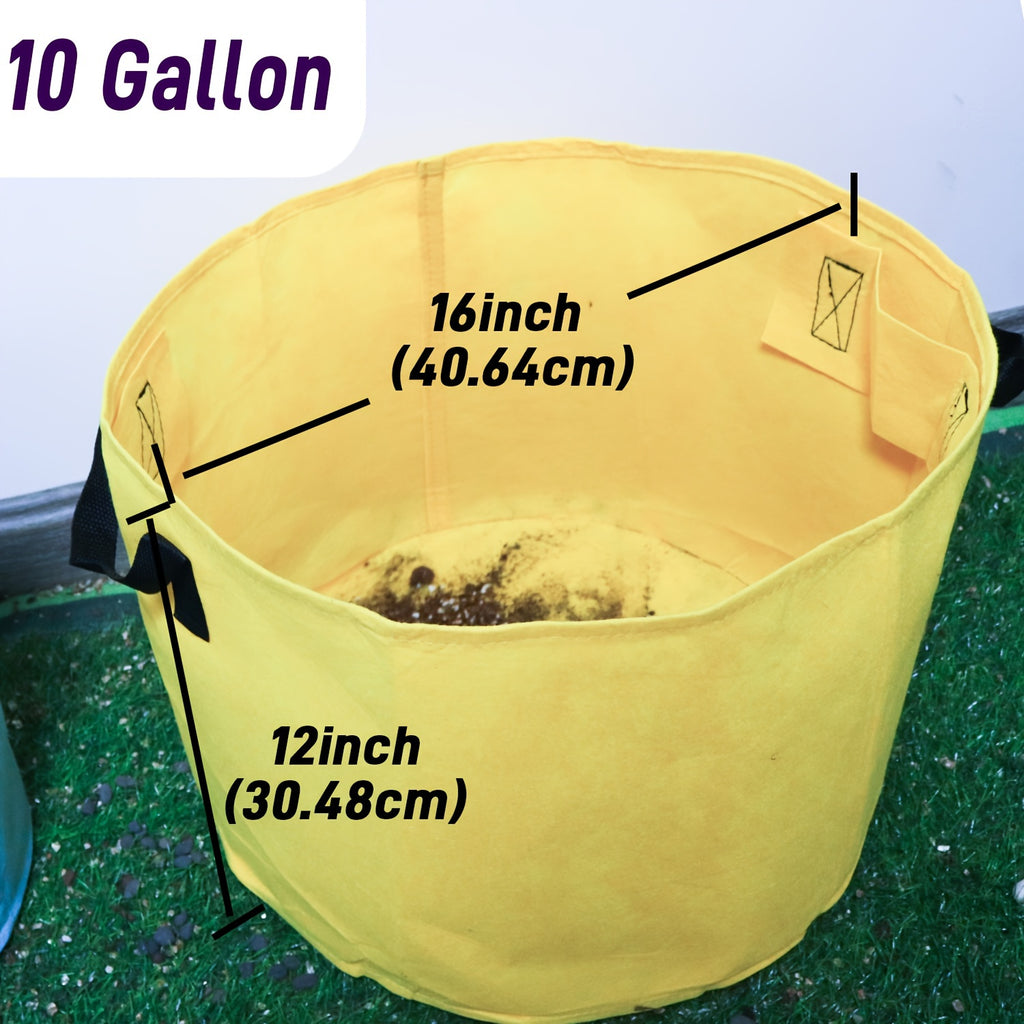 Grow Bags with Handles, Seven-Piece Colorful Fabric Plant Pot Set in Listed 10 Gallon Size for Patio Containers, Outdoor Gardens and Indoor Planting Areas