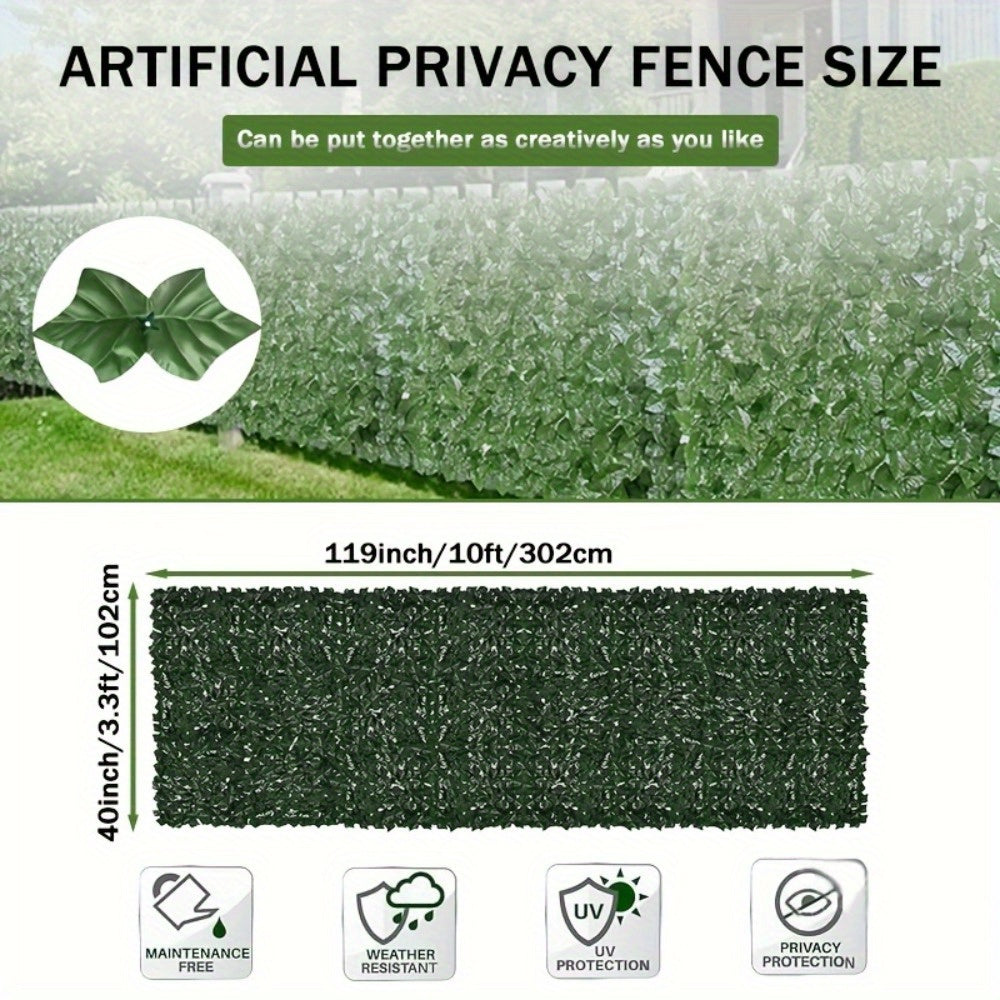 Artificial Ivy Privacy Fence Screen with Listed 119 by 40 Inch Size, Faux Greenery for Garden and Patio Decoration, 302 by 102 cm Option Label