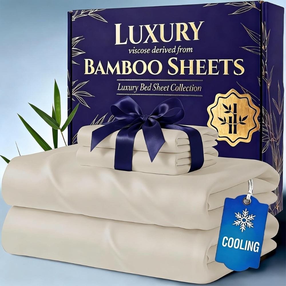20 Inch Pocket Bed Sheet Set, Four-Piece Bedding with Listed Cooling Comfort, Fitted Sheet, Flat Sheet and Pillowcases in Twin, Full, Queen and King Options